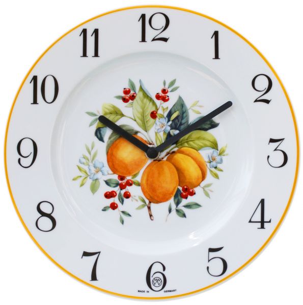 Telleruhr aus Porzellan / Aprikosen