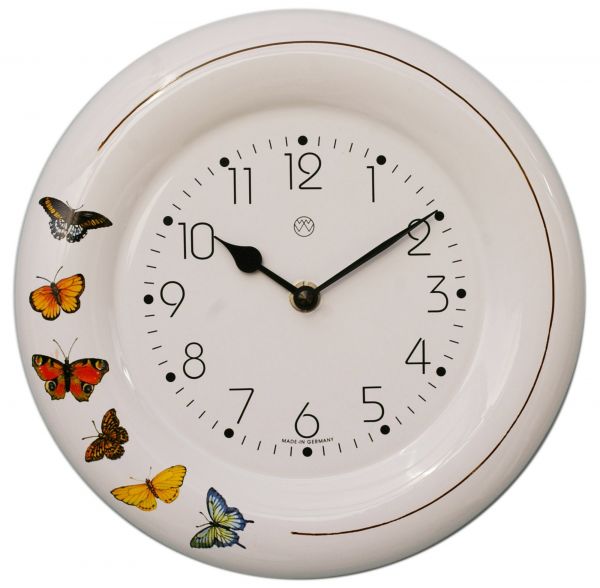 Keramik-Küchenuhr Dekor / Schmetterlinge