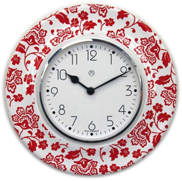Quarz-Küchenuhr / weiß-rot