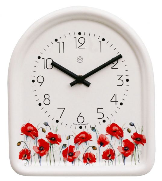 Keramik-Küchenuhr / Mohnblume
