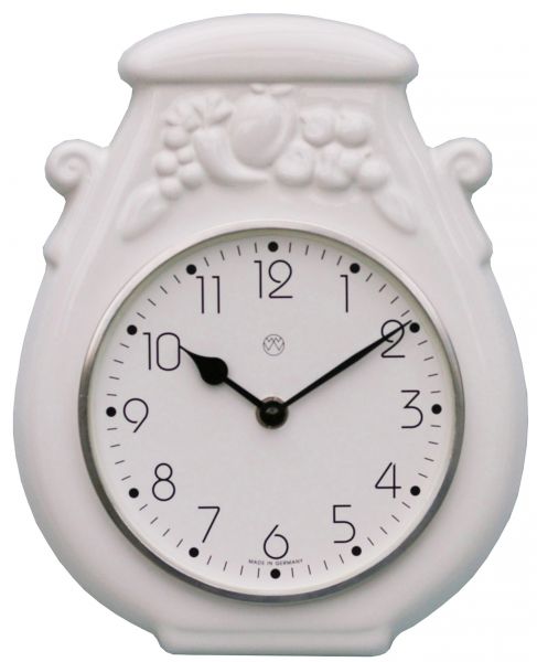 Quarz-Küchenuhr / Mustopf uni-weiß