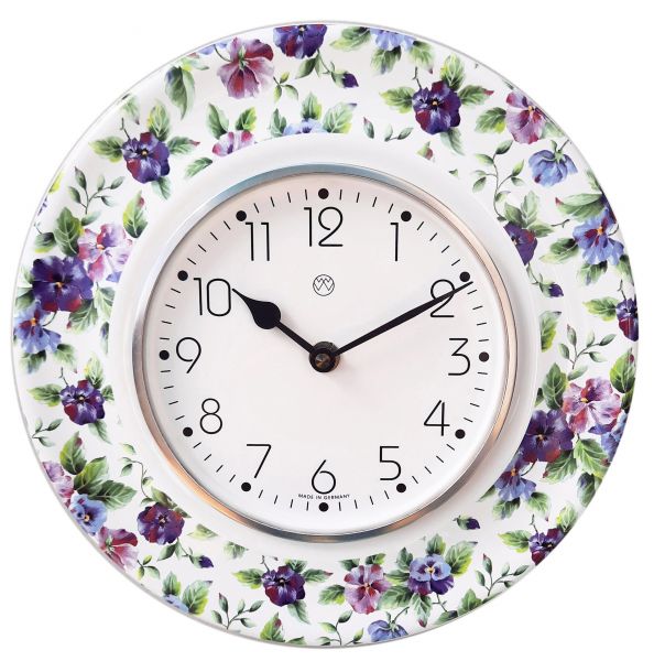 Quarz-Küchenuhr / Voll-Dekor-grün-lila