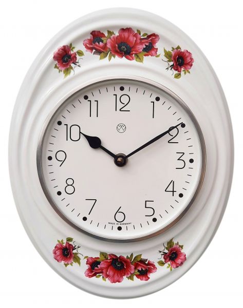 Quarz-Küchenuhr / rote Mohnblume