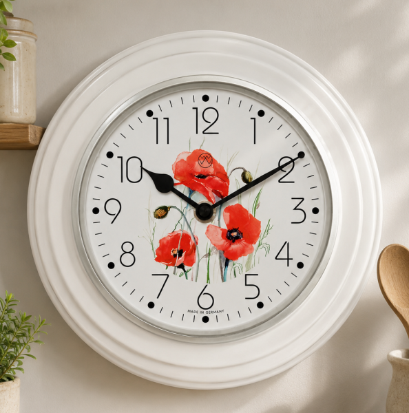 Küchenuhr, Keramik, Klatschmohn