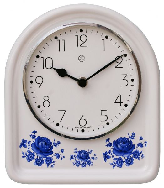 Quarz-Küchenuhr / blaue Blume
