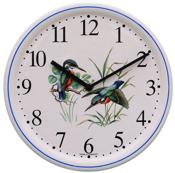 Keramik-Uhr / Eisvogel