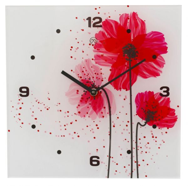 Quarz-Wanduhr / Klatschmohn