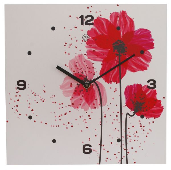 Quarz-Wanduhr Design / Klatschmohn