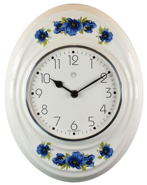 Quarz-Küchenuhr / blaue Mohnblume