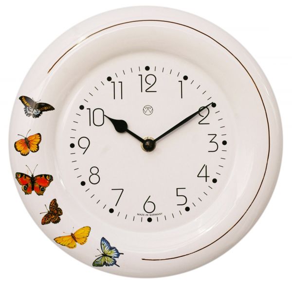 Keramik-Uhr / Schmetterlinge