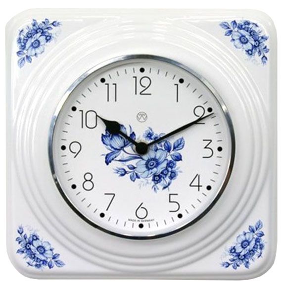 Quarz-Küchenuhr / blaue Blüten