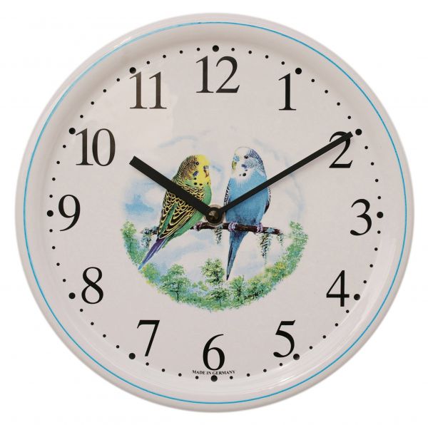 Keramik-Uhr / Wellensittich