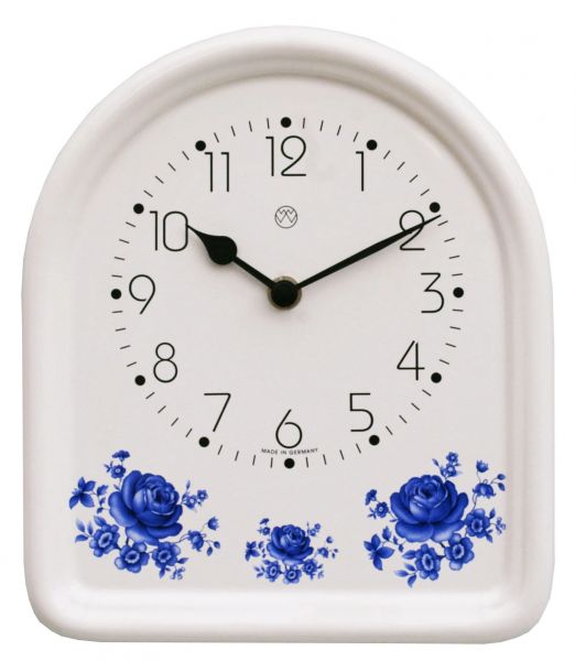 Keramik-Küchenuhr / blaue Rosen