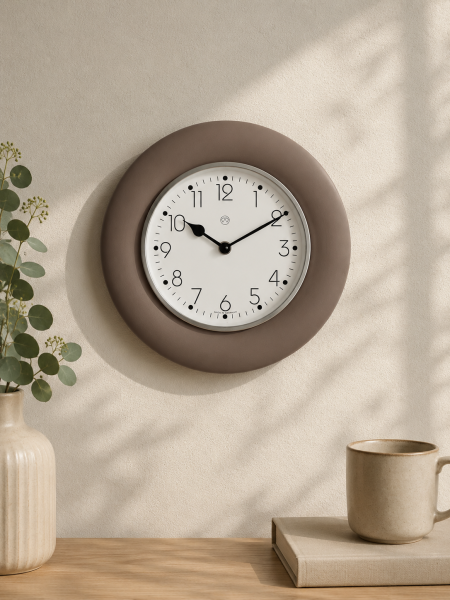 Keramik-Uhr, dunkel-beige