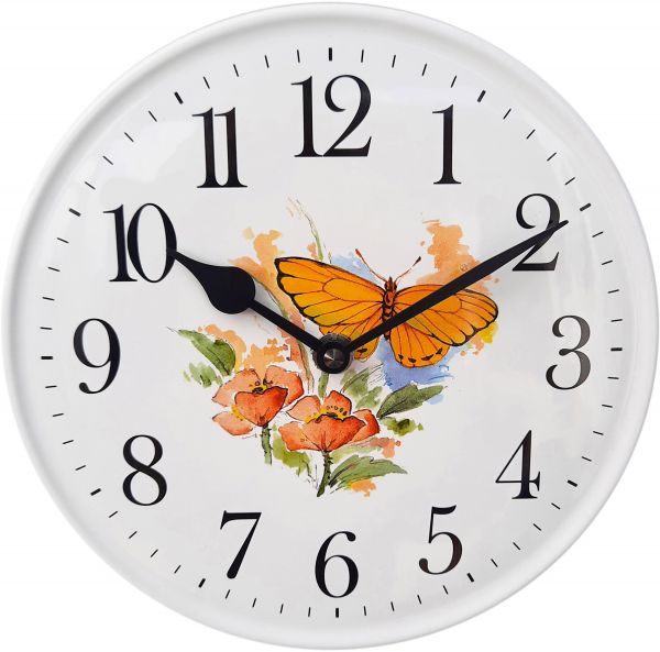 Keramik-Uhr / gelber Schmetterling