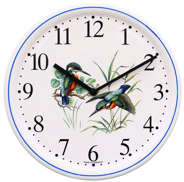 Keramik-Uhr Dekor / Eisvogel