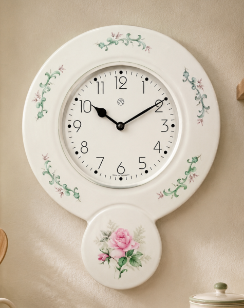 Küchenuhr, Keramik, Dekor Romanze