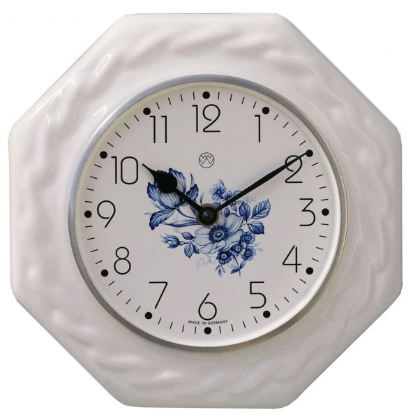 Quarz-Küchenuhr / blaue Blume